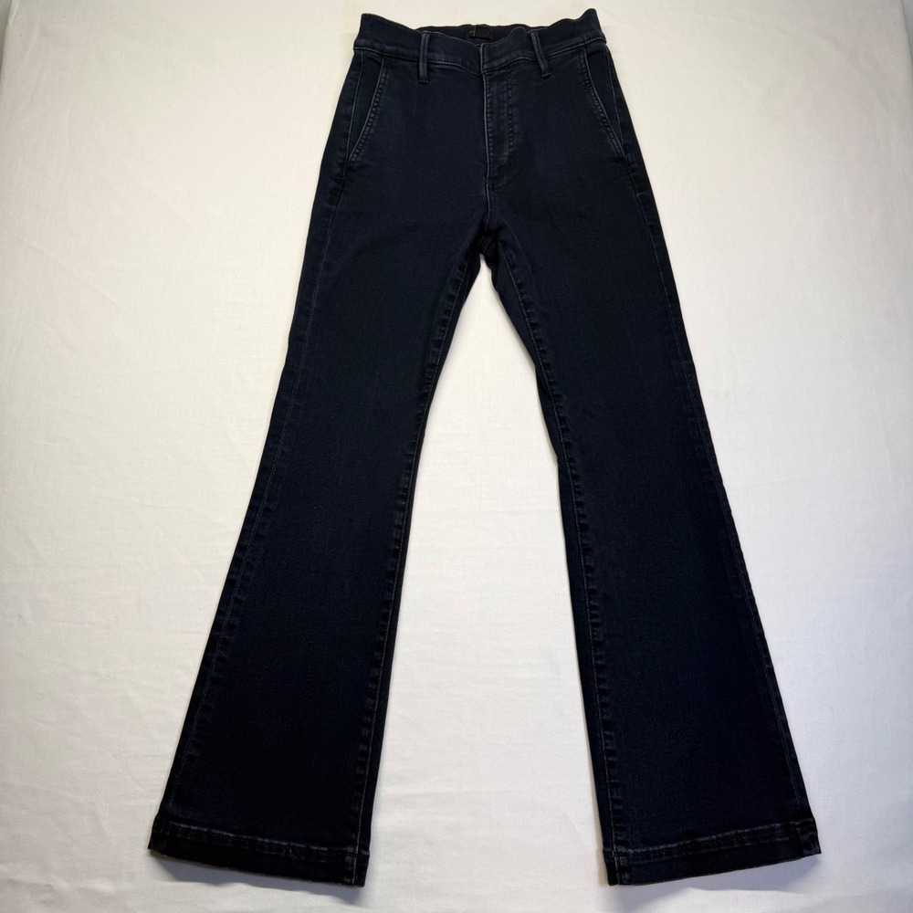 Ann Taylor Factory 2P Petite Dark Wash High Rise Flare Ankle Jeans Trouser Crop